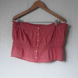 Pink Tube Top Cotton Button-Up Top American Eagle Size XL